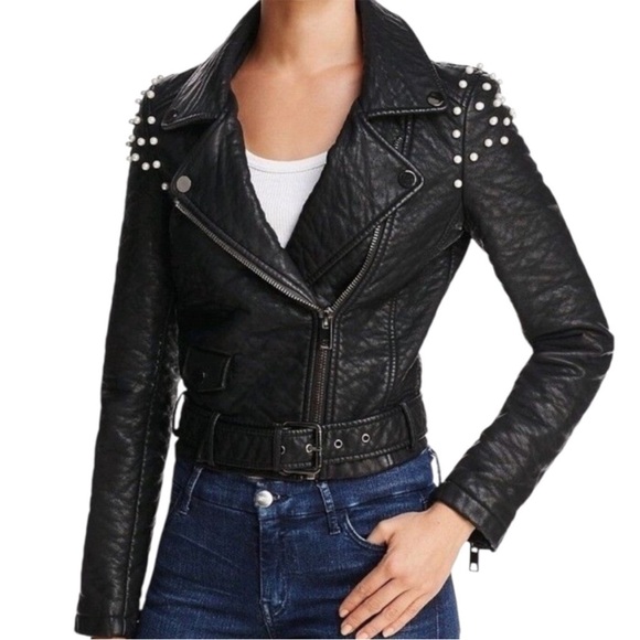 Like New Joe's Jeans Faux Leather
Pearl Studded Moto Jacket Black Size XS - Picture 2 of 12